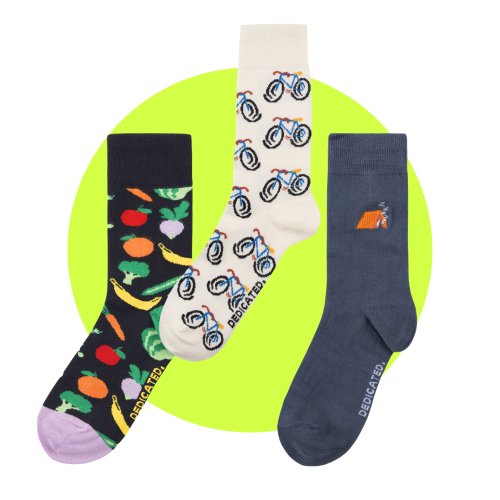 Selection of Dedicated's socks using Fairtrade cotton.