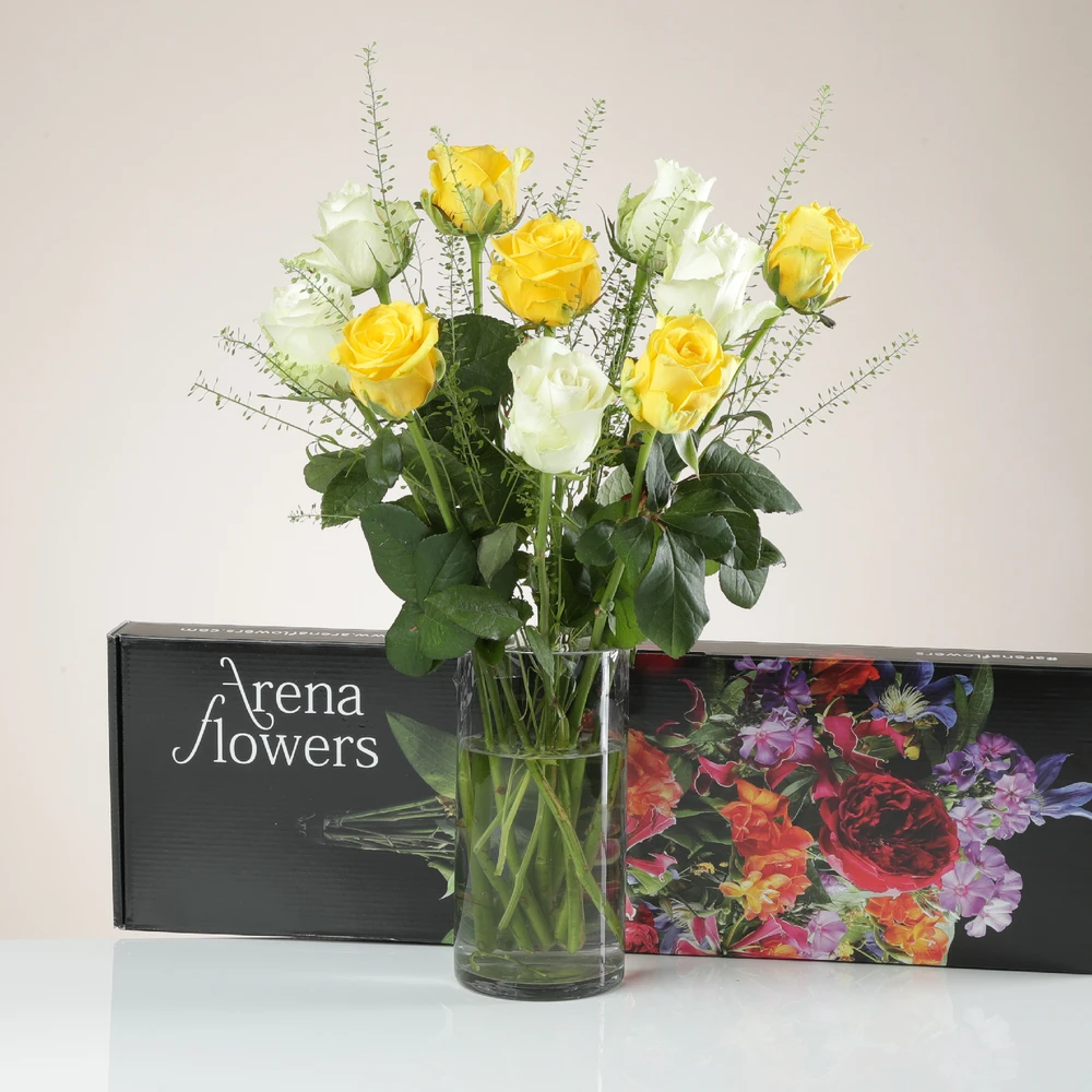Yellow and white rose bouquet