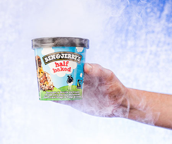 Tub of Ben & Jerry's half baked ice cream