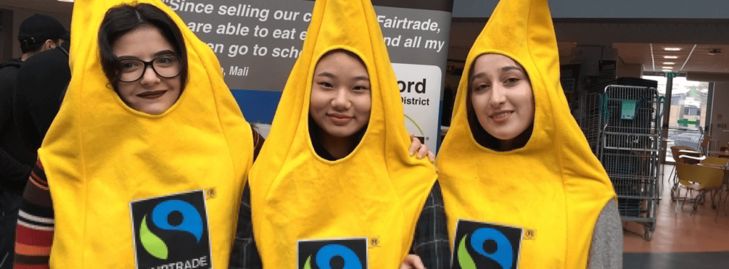 University students in Fairtrade banana costumes