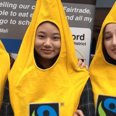 University students in Fairtrade banana costumes
