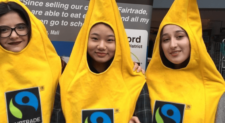 University students in Fairtrade banana costumes