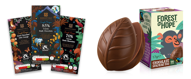 Co-op chocolate bars and Forest of Hope chocolate surprise egg