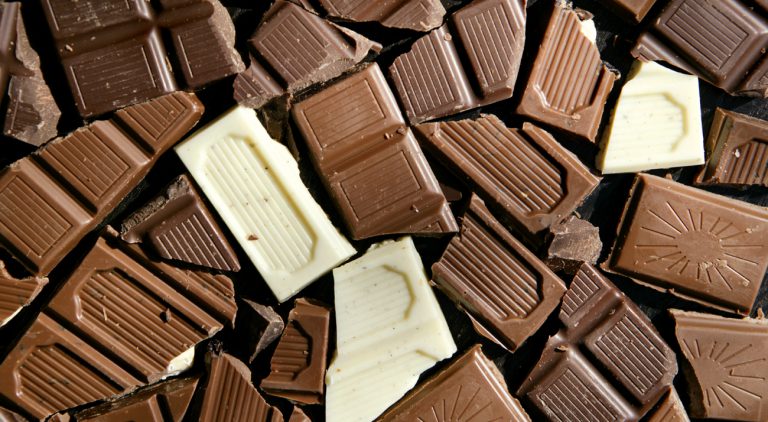 Chunks of different colour Fairtrade chocolate