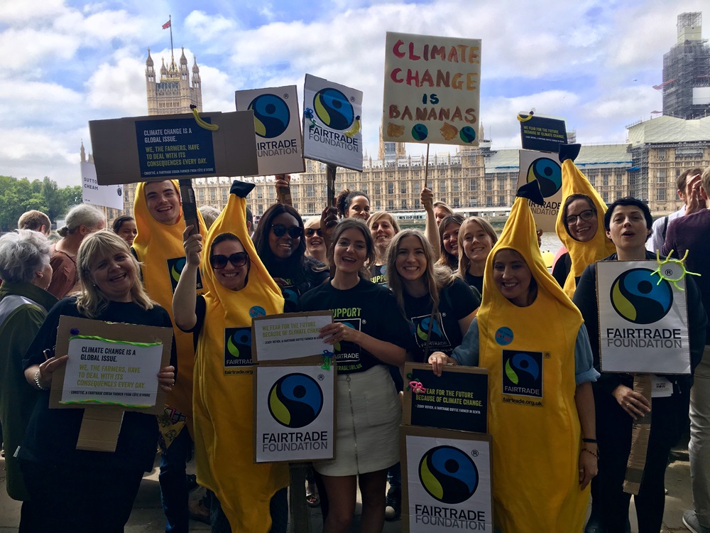 Fairtrade campaigners at climate rally