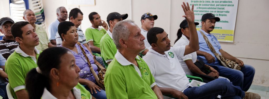 Members of a Fairtrade co-operative in a meeting