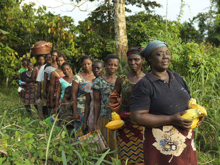 Genevieve at her Fairtrade cocoa farm in CDI 2018