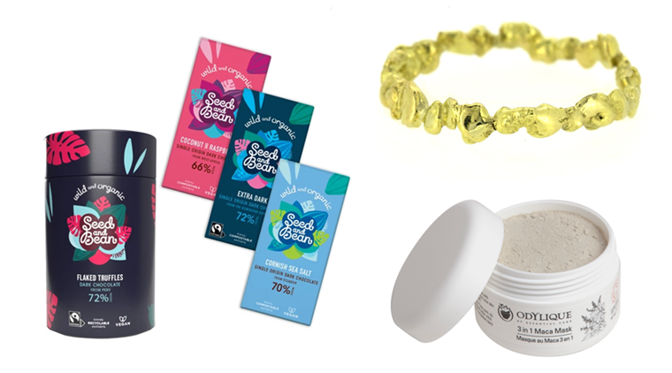 Seed & Bean truffle selection, Odylique face mask, Rock Hound ring