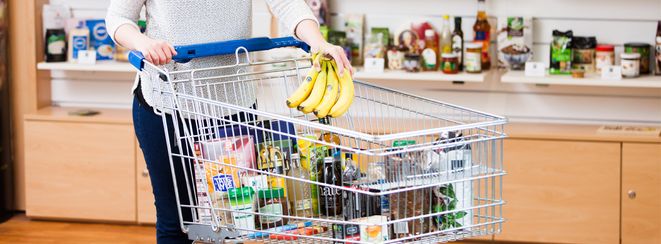 Shopping trolley full of Fairtrade products