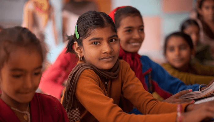 Students at school supported by Premium payments Rapar district Gujarat