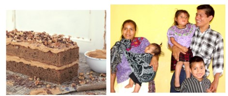 Photo of a coffee cake and photo of Abraham and family