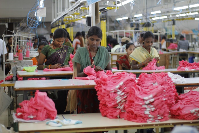 Workers in cotton factory