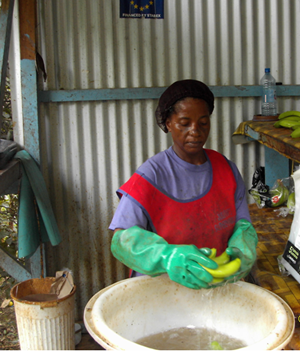Sandra Joseph holding bananas