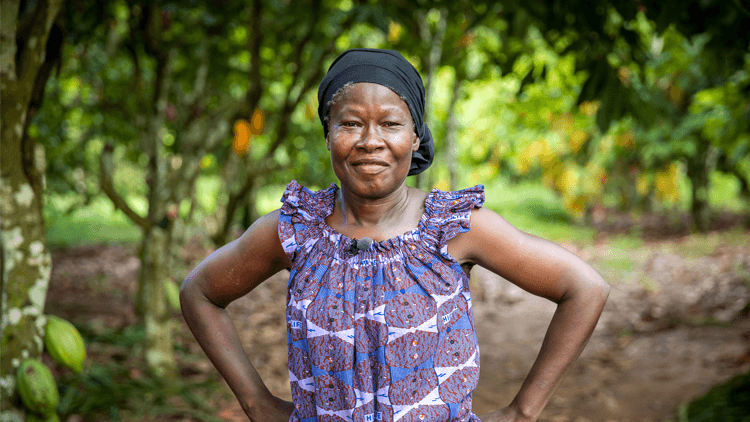 Cocoa farmer in her farm