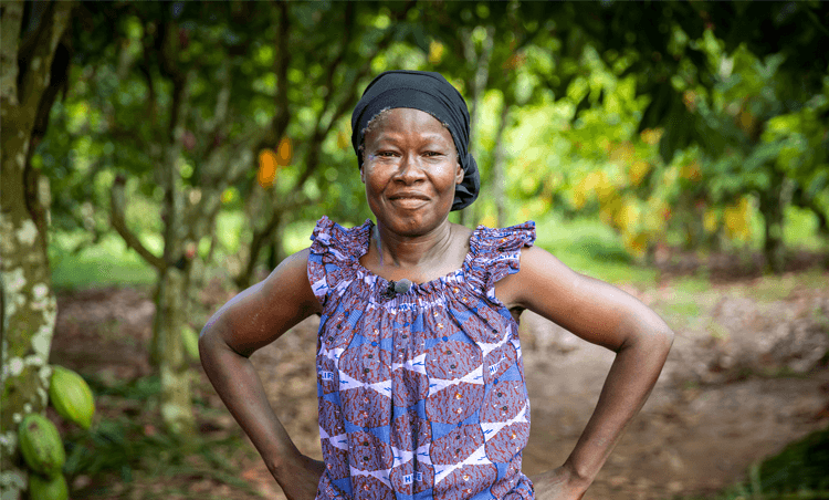 Cocoa farmer in her farm