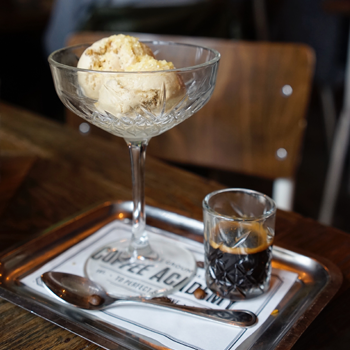 Affogato presented on a tray