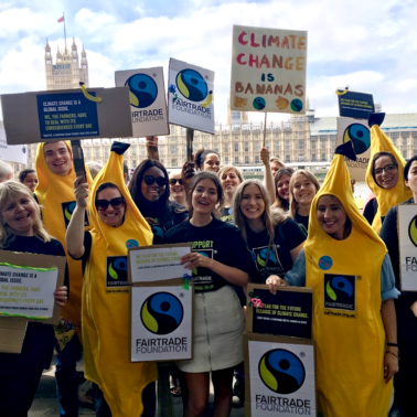Fairtrade campaigners at climate rally