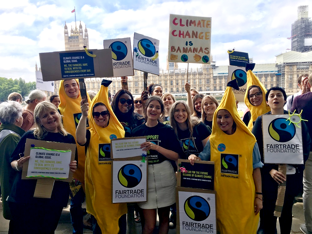 Fairtrade campaigners at climate rally