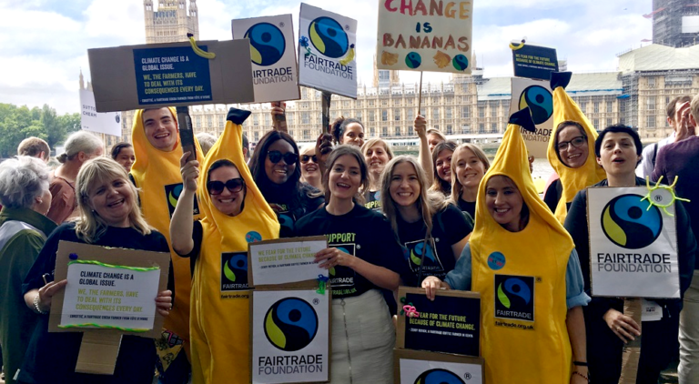 Fairtrade campaigners at climate change rally