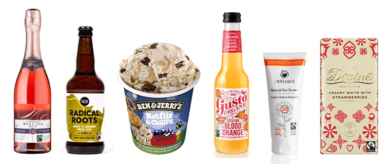 Sainsbury's Sparkling wine, Radical Roots pale Ale, Netflix & Chilll'd Ben & Jerry's, Gusto Organic, Odylique's sun cream, Divine's white chocolate with strawberries