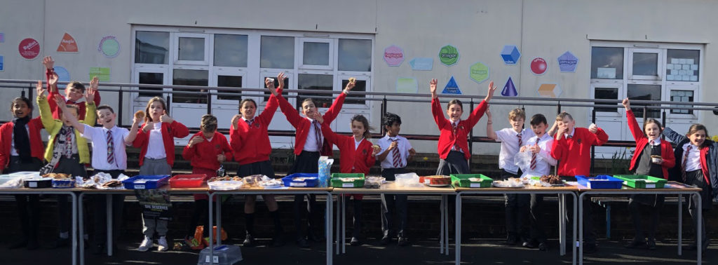 Pupils of a Fairtrade school having a bake sale