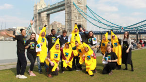 Fairtrade Staff in Banana Costumes at Tower Bridge London 2019