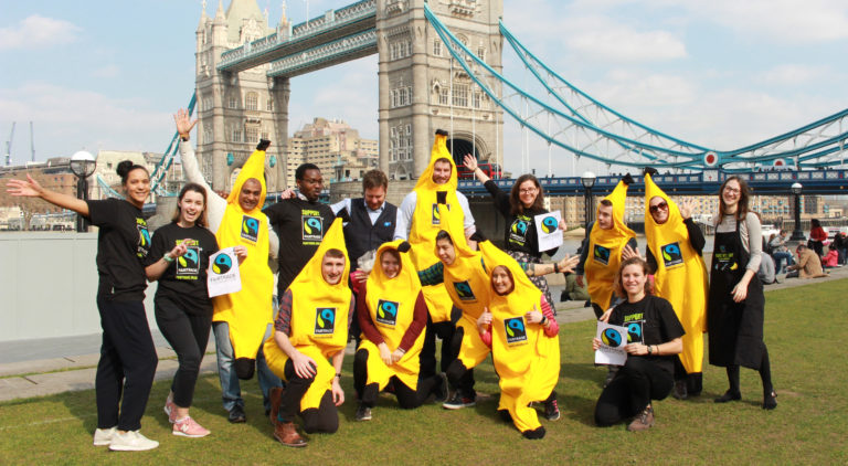 Fairtrade Staff in Banana Costumes at Tower Bridge London 2019