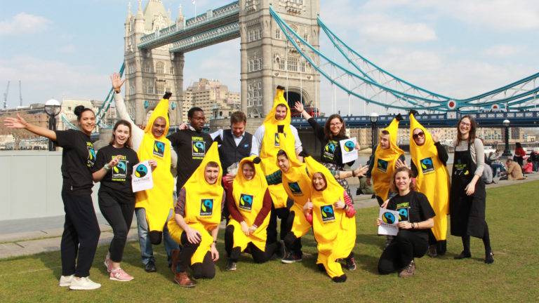 Fairtrade Staff in Banana Costumes at Tower Bridge London 2019