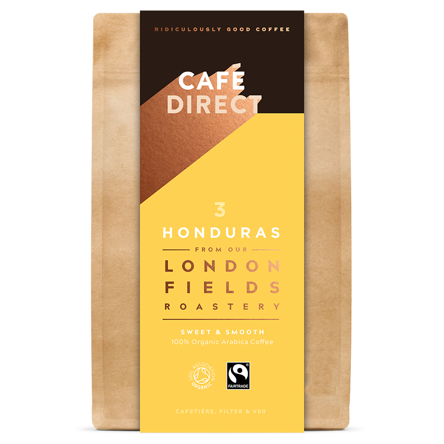 a pack of Cafédirect London Fields Honduras organic coffee beans