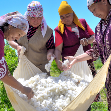 Four women from Bio Farmer Agricultural Commodity and Service Cooperative, Kyrgyzstan