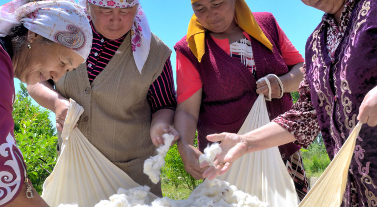 Four women from Bio Farmer Agricultural Commodity and Service Cooperative, Kyrgyzstan