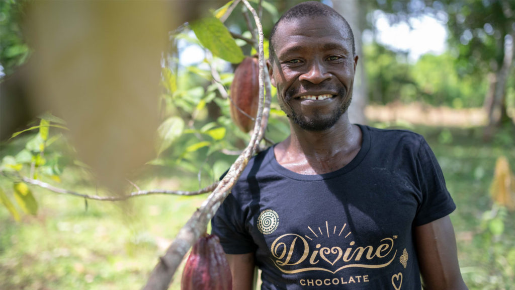 Sidie Sesay, Fairtrade cocoa farmer who supplies cocoa for Divine