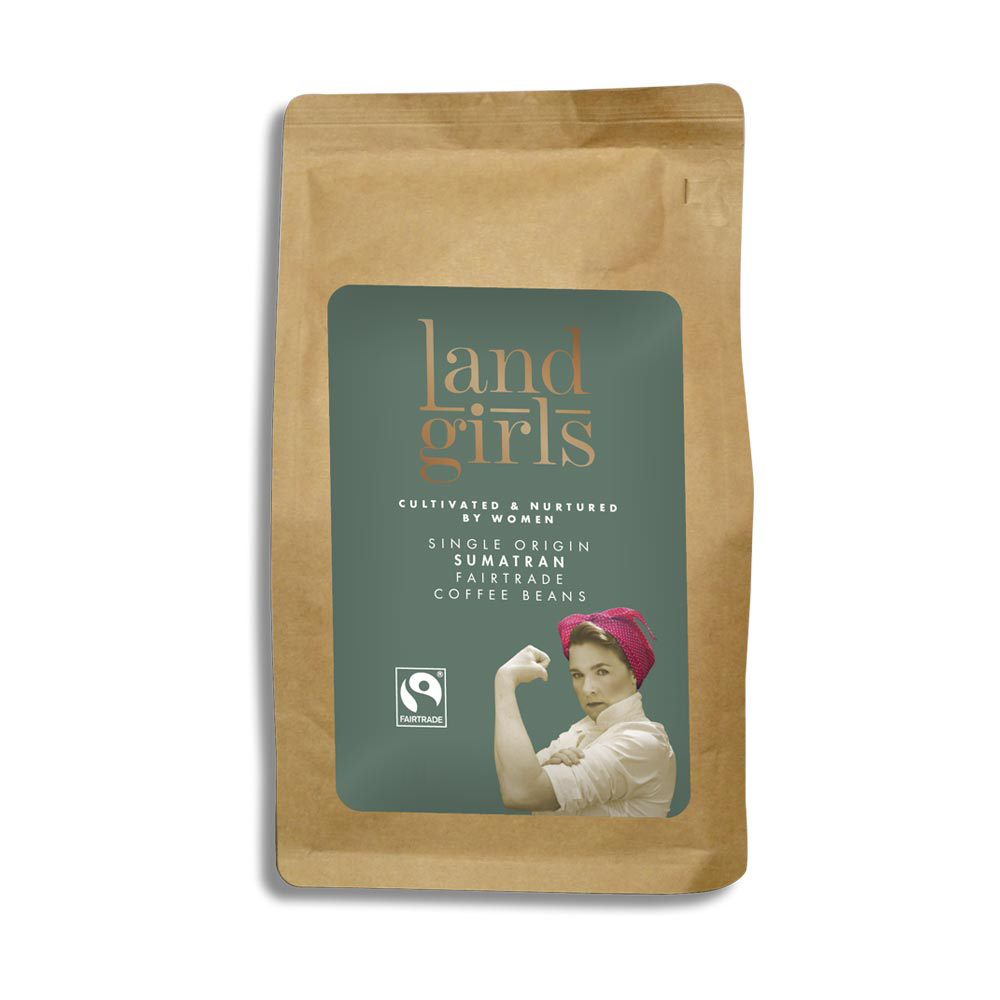 A packet of Land Girls Fairtrade coffee