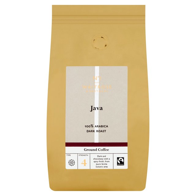 A packet of Waitrose Fairtrade Java coffee