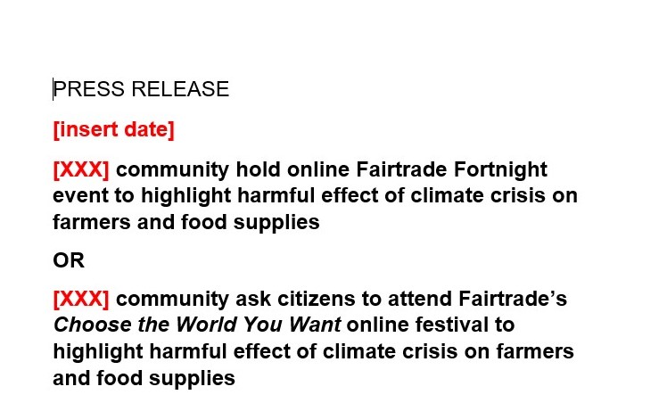 Template Press release
