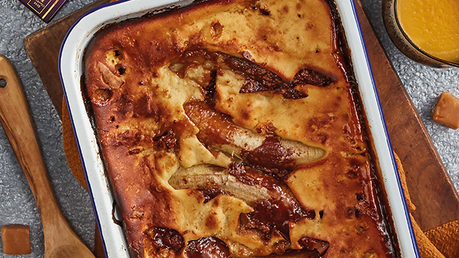 Freshly baked banoffee toad in the hold