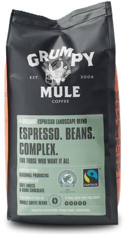 A pack of grumpy mule fairtrade espresso coffee