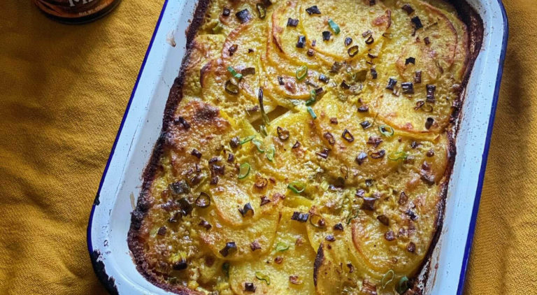 Coconut milk and turmeric gratin