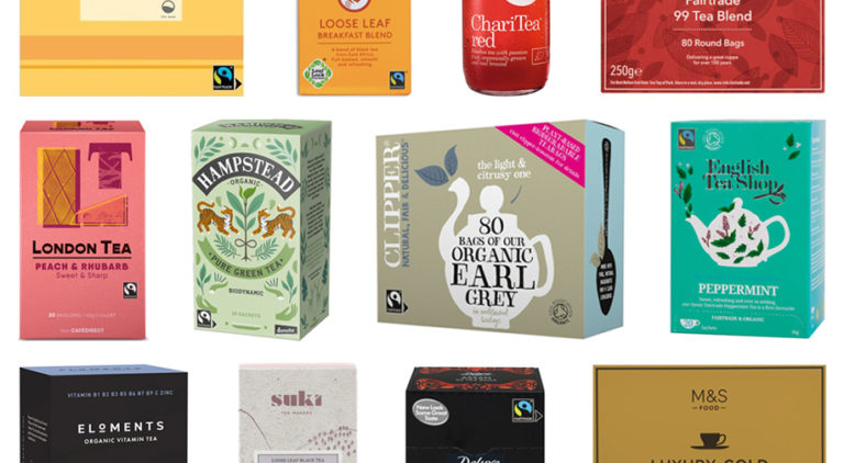 Collage of Fairtrade tea products