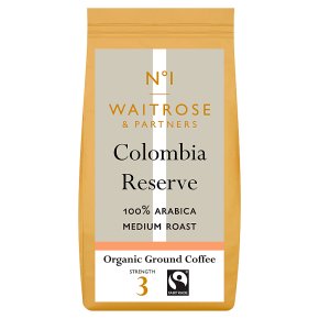 a pack of Waitrose 1 colombia reserve speciality fairtrade coffee