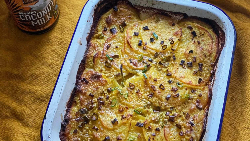 Coconut milk and turmeric gratin