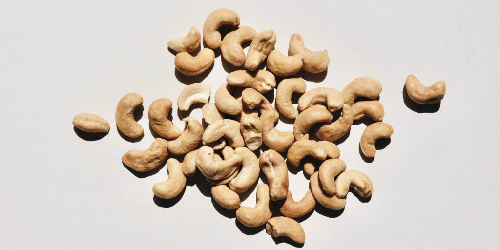 Cashews on a white background