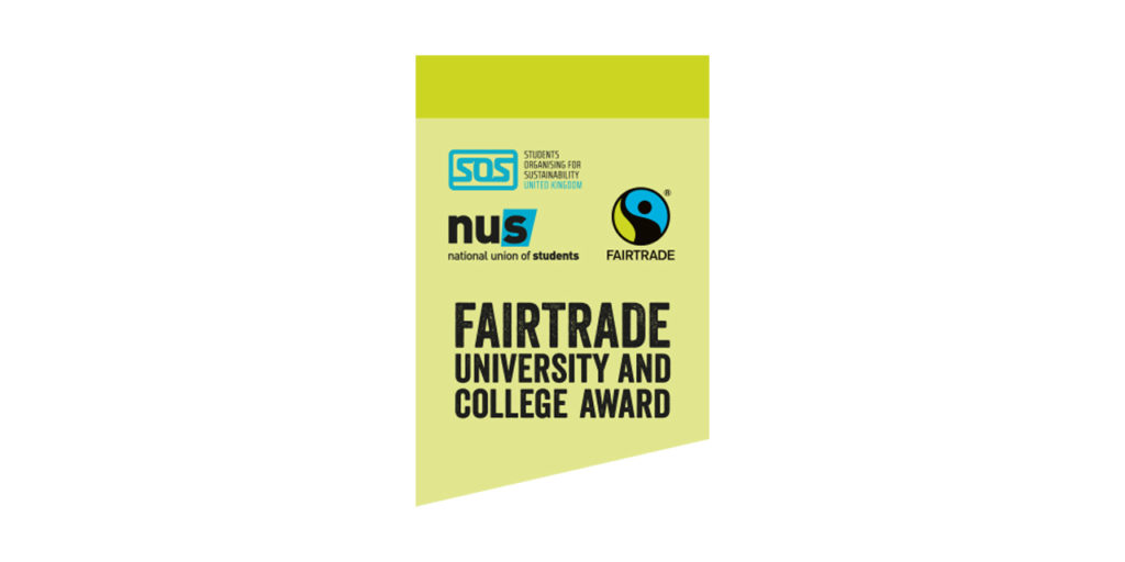 Fairtrade university and college award - logos NUS and Fairtrade and Students organising for sustainability United Kingdom