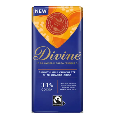 Divine milk chocolate with orange crisp