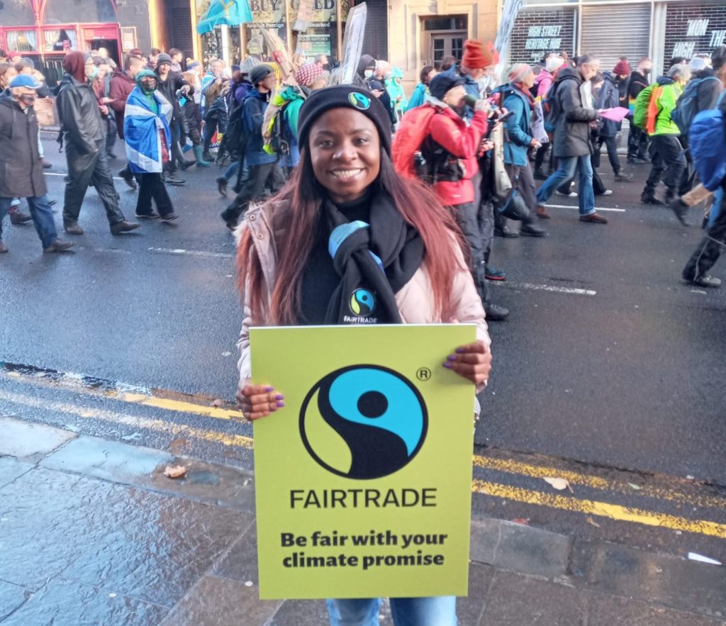 Rachel Banda, sugar farmer from Malawi, at the Day of Action in Glasgow