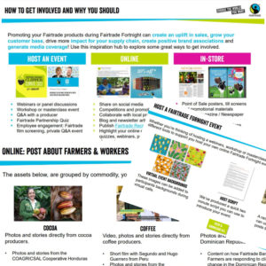 Thumbnail showing an example of the content you can find inside the Commercial Partners Campaign Toolkit for Fairtrade Fortnight 2022