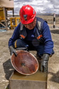 A gold miner working in the Cooperativa Minera Limata in Peru