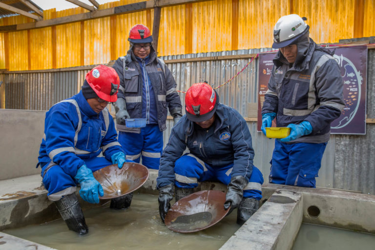 Gold miners working at a Fairtrade gold mine