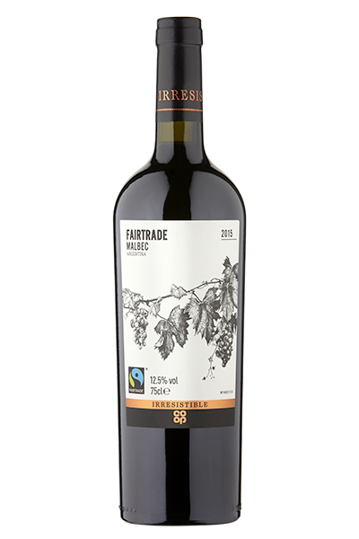 A bottle of Co-op Irresistible Fairtrade Organic Malbec