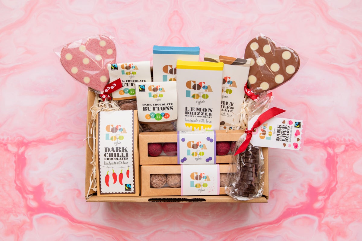 A selection of Cocoa Loco ‘Be Mine’ gift box